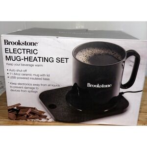 BROOKSTONE Multi Electric Mug Heating Set Mug & Lid Charger Manual Included